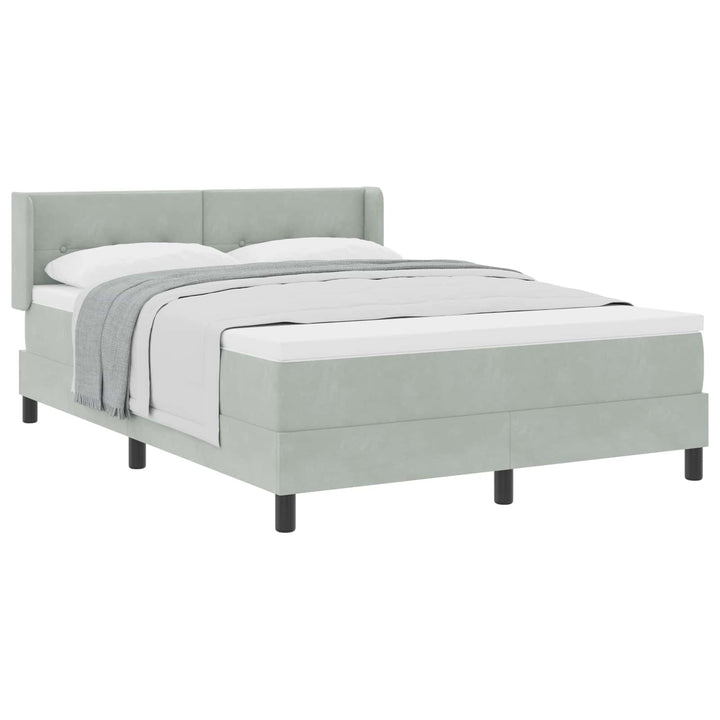 Box spring seng med hovedgærde Lysegrå 200 x 140 cm Fløjl