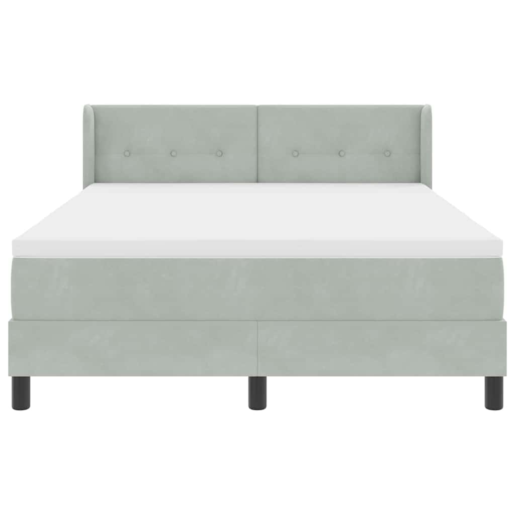 Box spring seng med hovedgærde Lysegrå 200 x 140 cm Fløjl