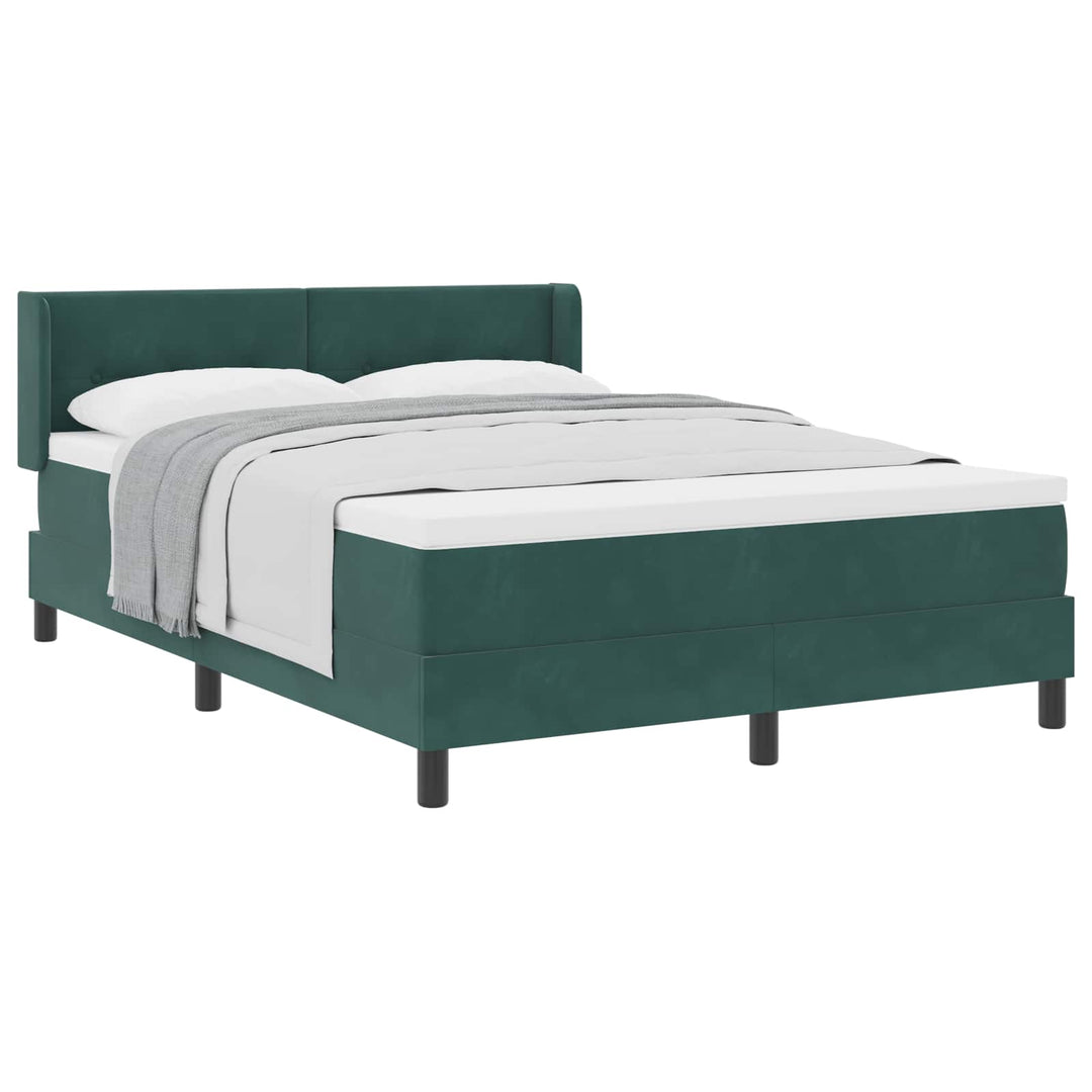 Box spring seng med hovedgærde Mørkegrøn 200 x 140 cm Fløjl