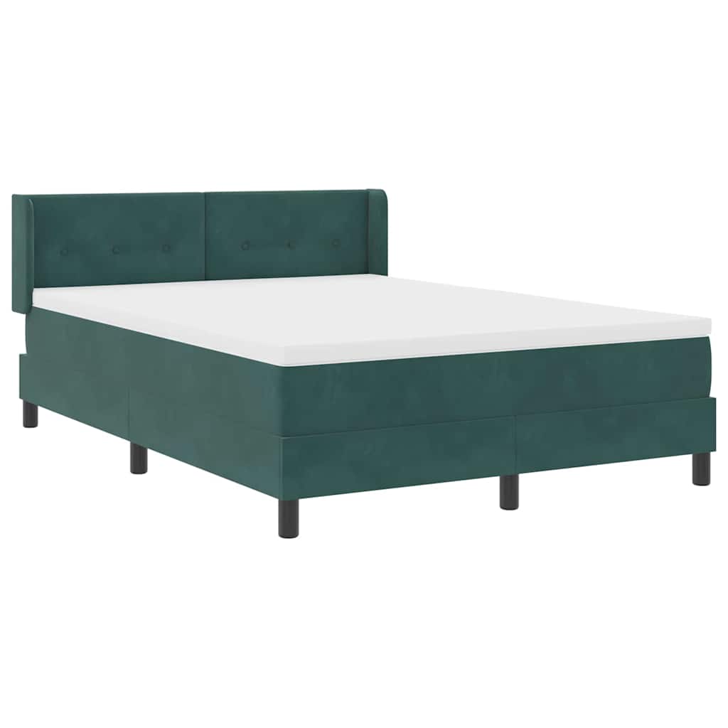 Box spring seng med hovedgærde Mørkegrøn 200 x 140 cm Fløjl
