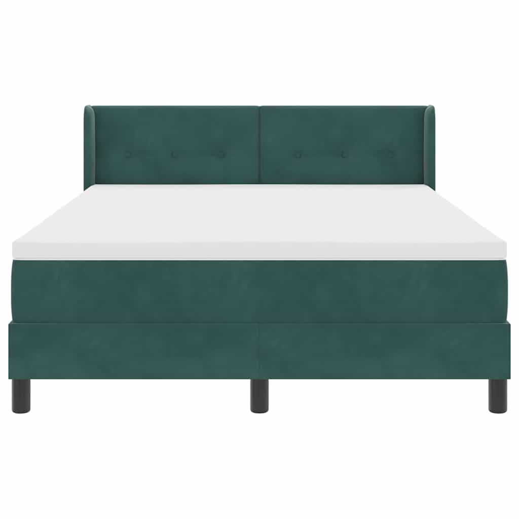 Box spring seng med hovedgærde Mørkegrøn 200 x 140 cm Fløjl