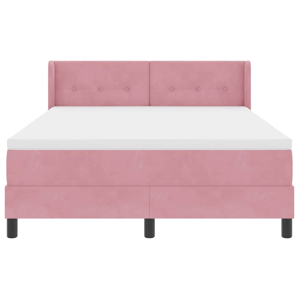 Box spring seng med hovedgærde Lyserød 200 x 140 cm Fløjl