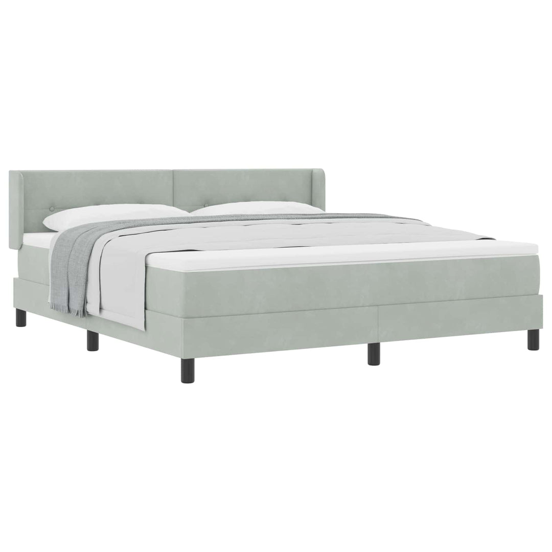 Box spring seng med hovedgærde Lysegrå 200 x 180 cm Fløjl