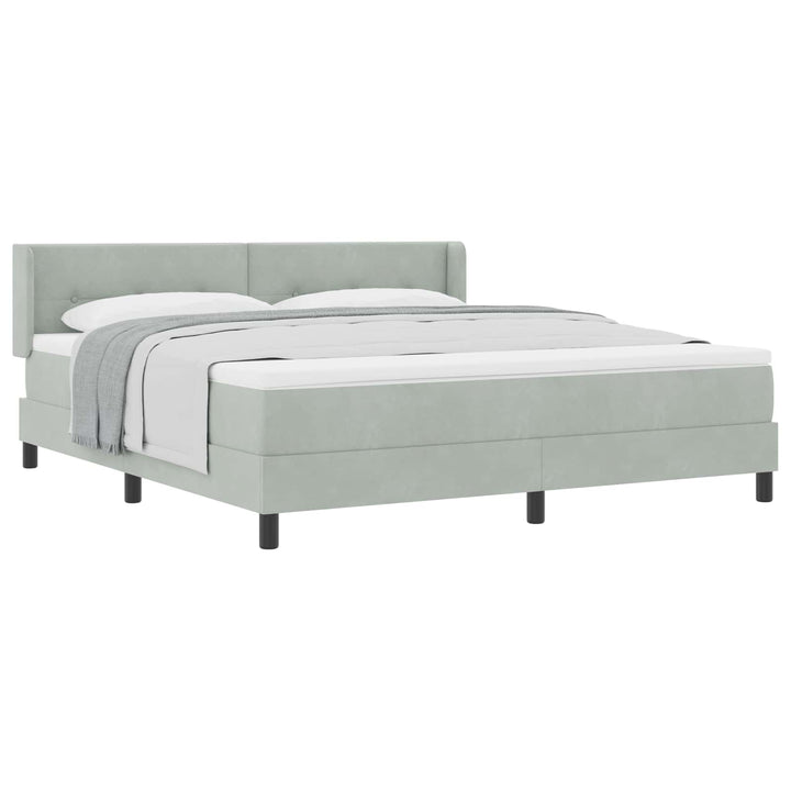 Box spring seng med hovedgærde Lysegrå 200 x 180 cm Fløjl