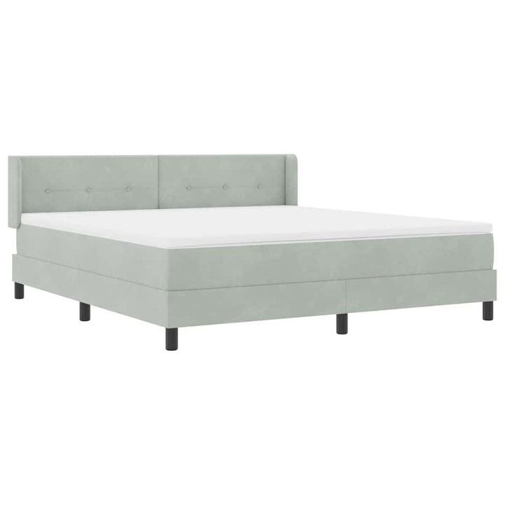 Box spring seng med hovedgærde Lysegrå 200 x 180 cm Fløjl