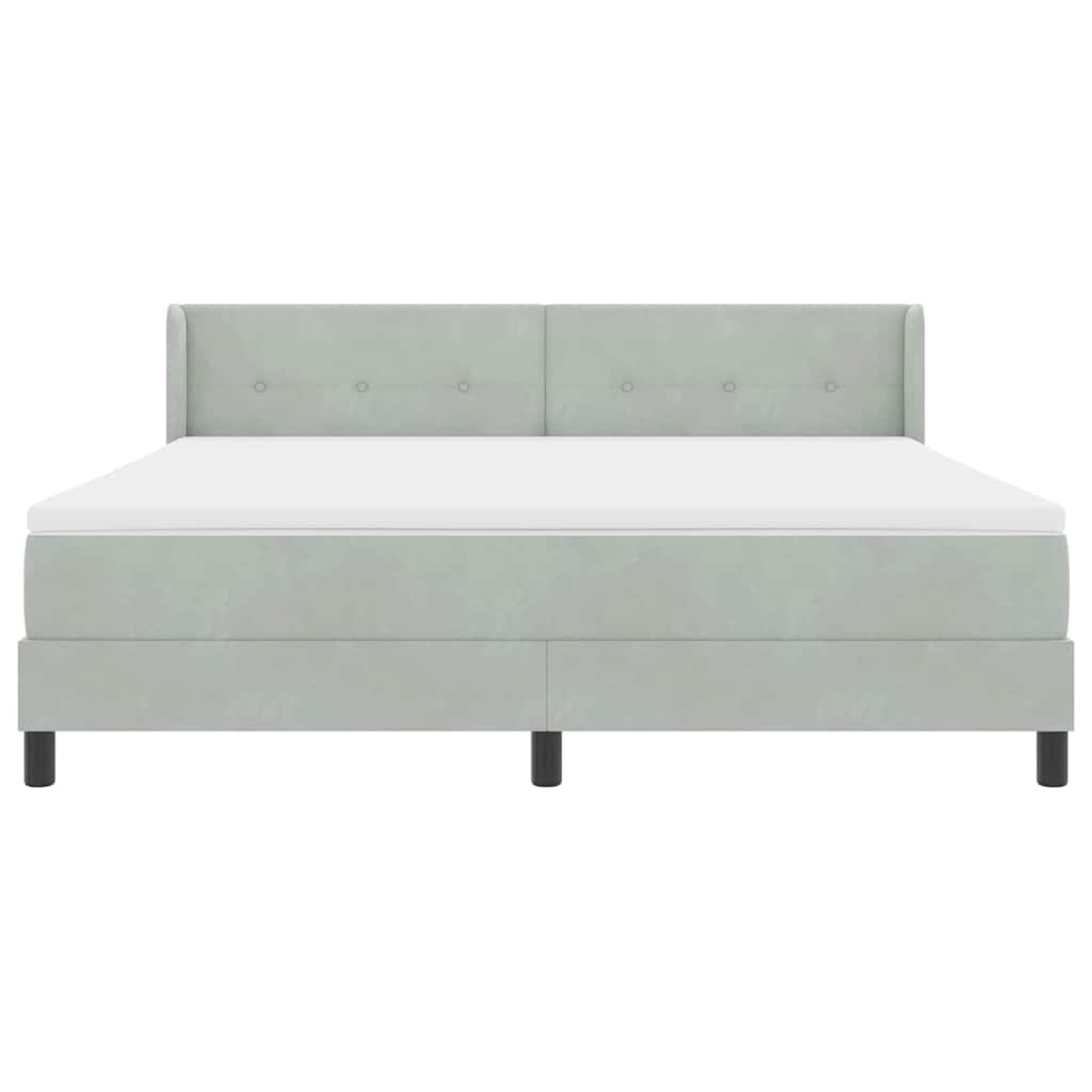 Box spring seng med hovedgærde Lysegrå 200 x 180 cm Fløjl