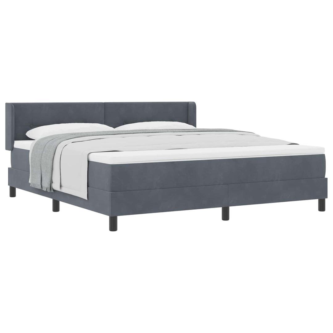 Box spring seng med hovedgærde Mørkegrå 200 x 180 cm Fløjl