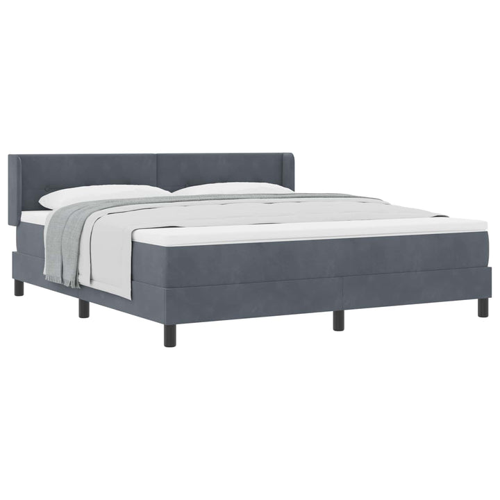 Box spring seng med hovedgærde Mørkegrå 200 x 180 cm Fløjl
