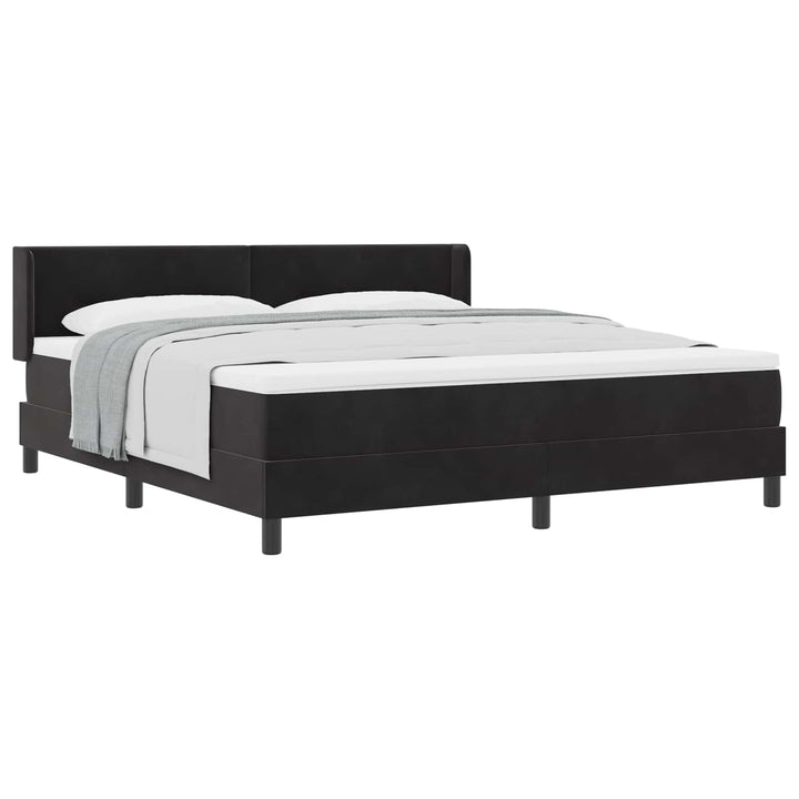 Box spring seng med hovedgærde Sort 200 x 180 cm Fløjl