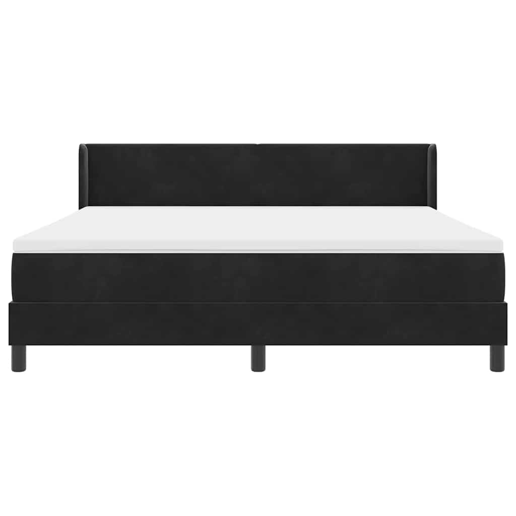 Box spring seng med hovedgærde Sort 200 x 180 cm Fløjl