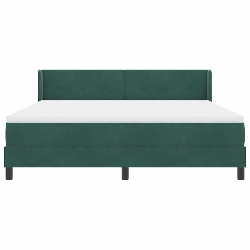 Box spring seng med hovedgærde Mørkegrøn 200 x 180 cm Fløjl