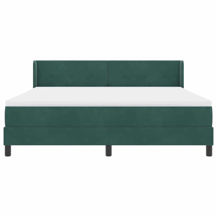 Box spring seng med hovedgærde Mørkegrøn 200 x 180 cm Fløjl