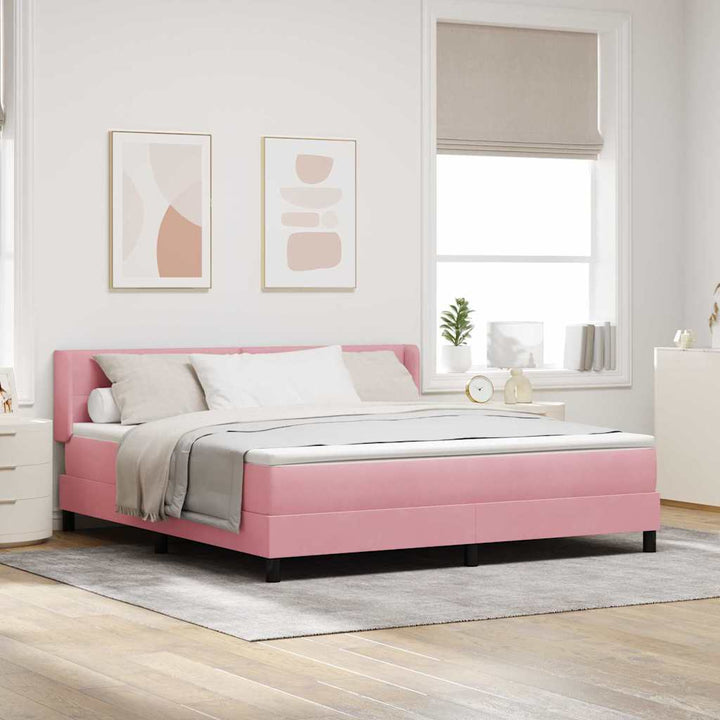 Box spring seng med hovedgærde Lyserød 200 x 180 cm Fløjl