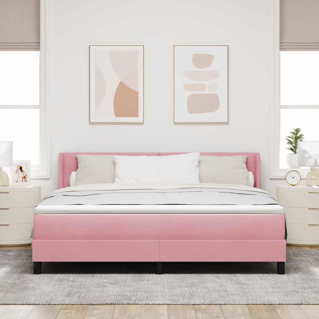 Box spring seng med hovedgærde Lyserød 200 x 180 cm Fløjl