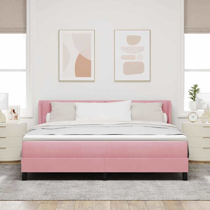 Box spring seng med hovedgærde Lyserød 200 x 180 cm Fløjl