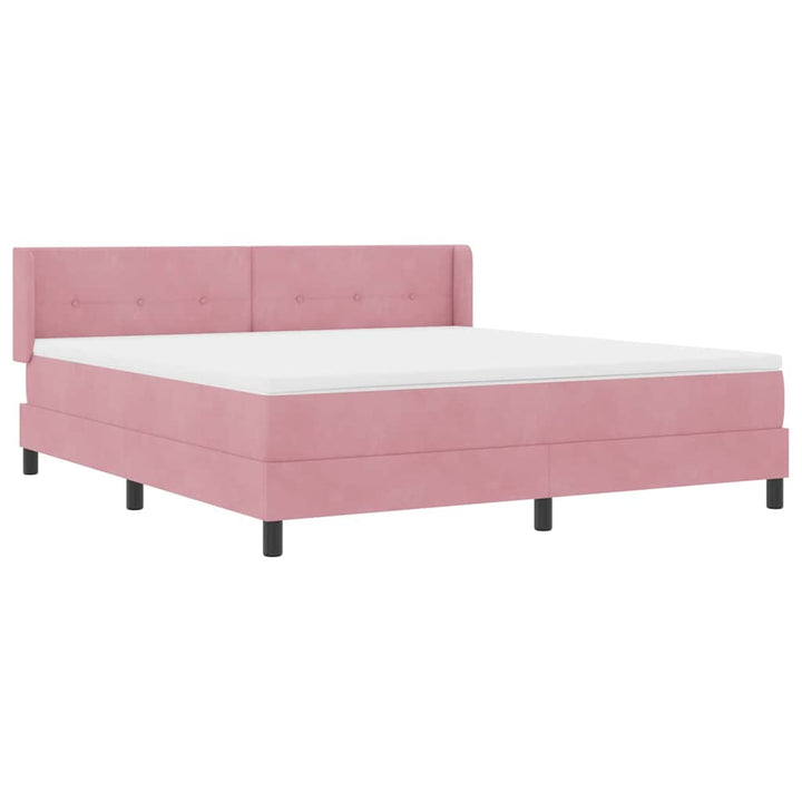 Box spring seng med hovedgærde Lyserød 200 x 180 cm Fløjl