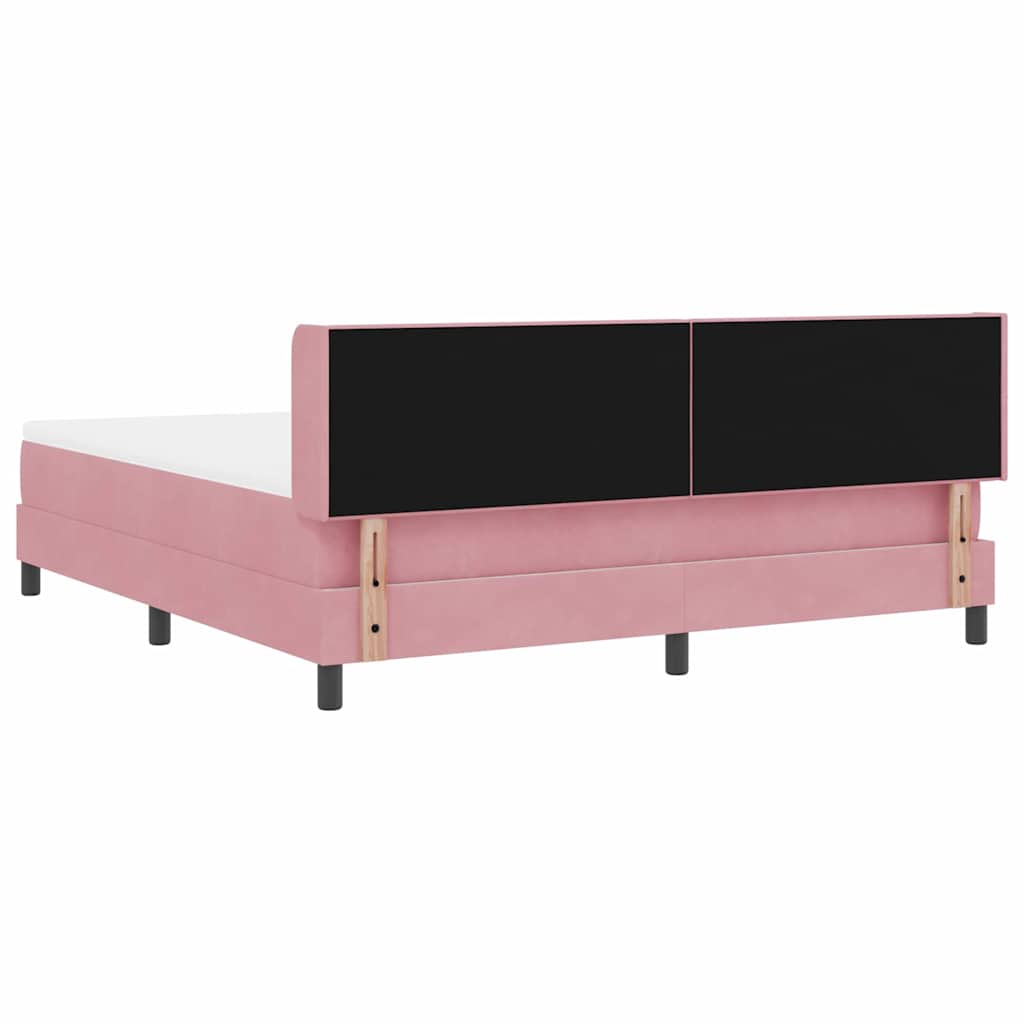 Box spring seng med hovedgærde Lyserød 200 x 180 cm Fløjl
