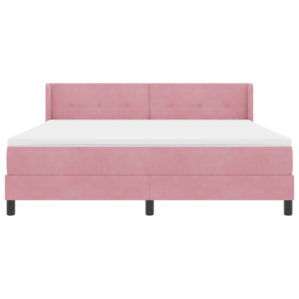 Box spring seng med hovedgærde Lyserød 200 x 180 cm Fløjl