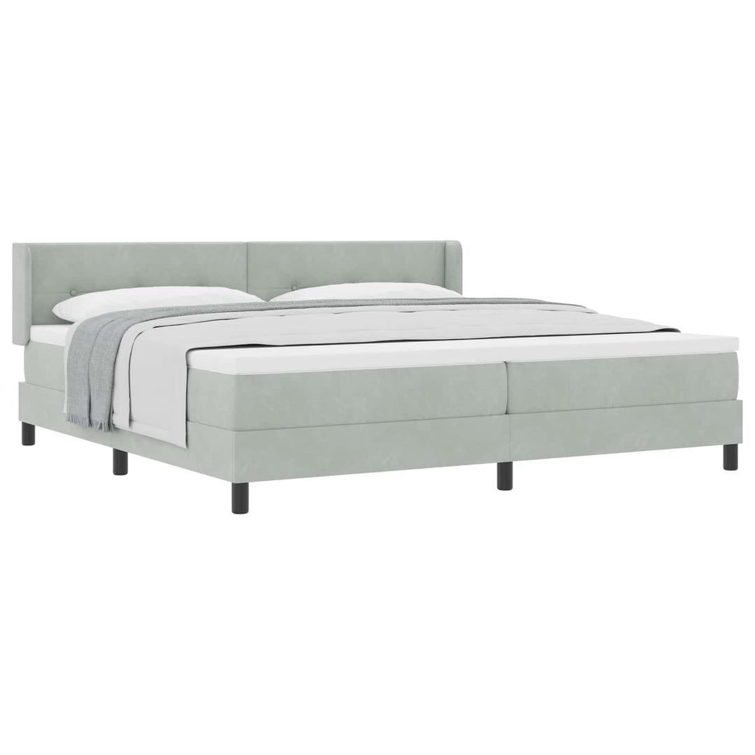 Box spring seng med hovedgærde Lysegrå 200 x 200 cm Fløjl