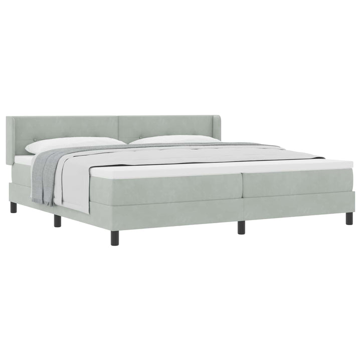 Box spring seng med hovedgærde Lysegrå 200 x 200 cm Fløjl