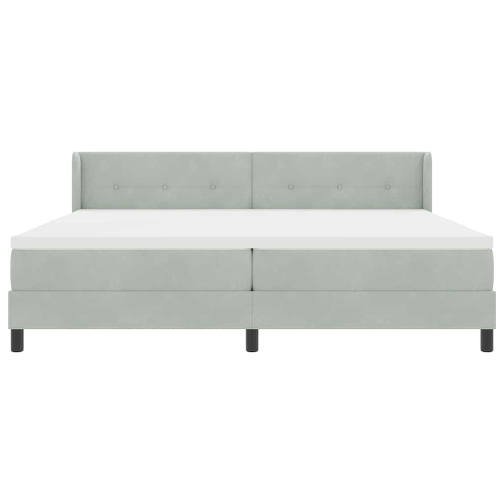 Box spring seng med hovedgærde Lysegrå 200 x 200 cm Fløjl