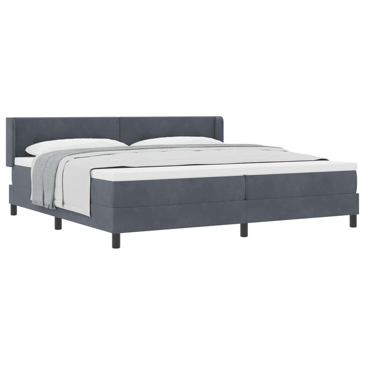 Box spring seng med hovedgærde Mørkegrå 200 x 200 cm Fløjl