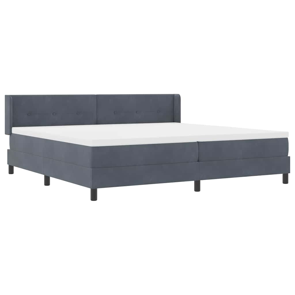 Box spring seng med hovedgærde Mørkegrå 200 x 200 cm Fløjl