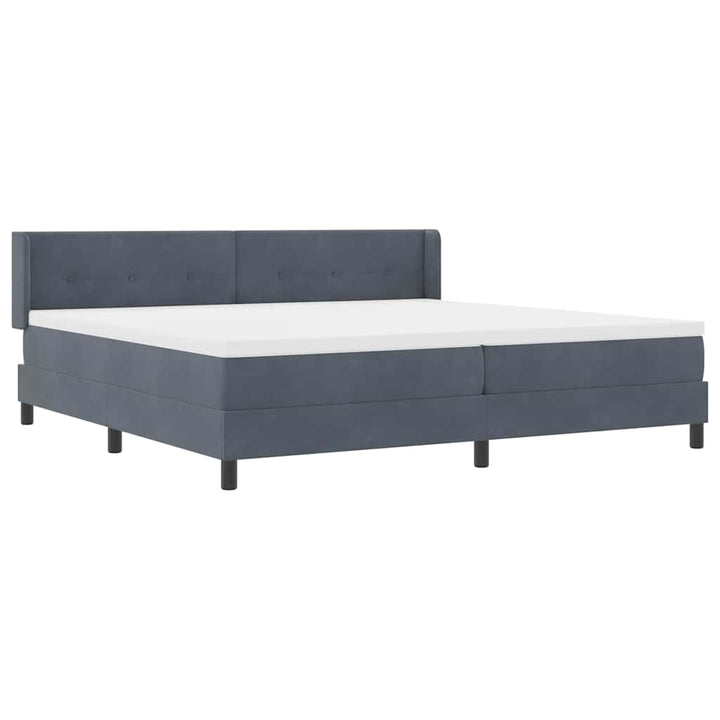 Box spring seng med hovedgærde Mørkegrå 200 x 200 cm Fløjl