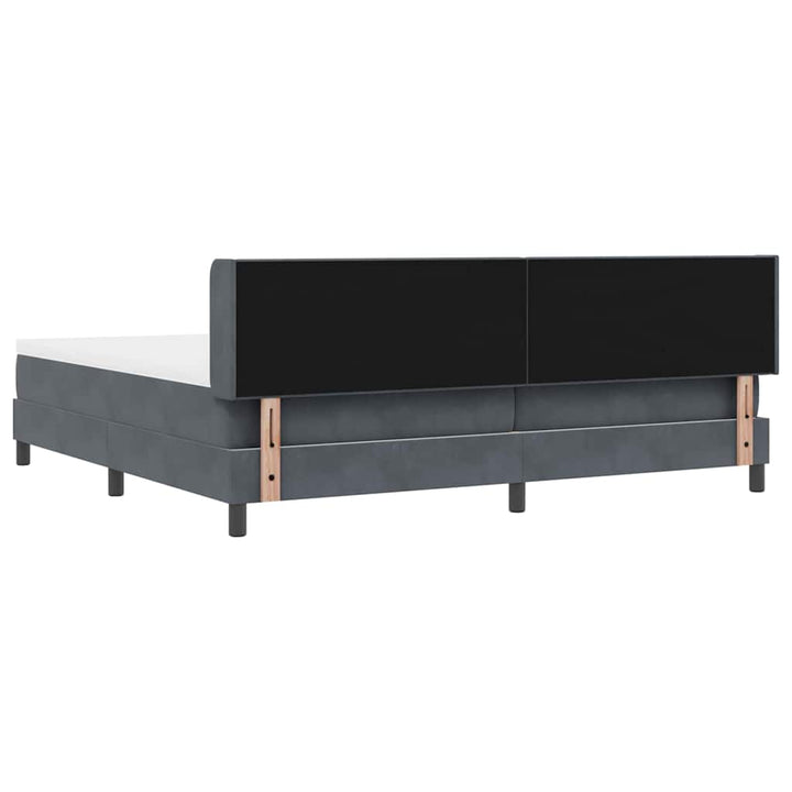 Box spring seng med hovedgærde Mørkegrå 200 x 200 cm Fløjl