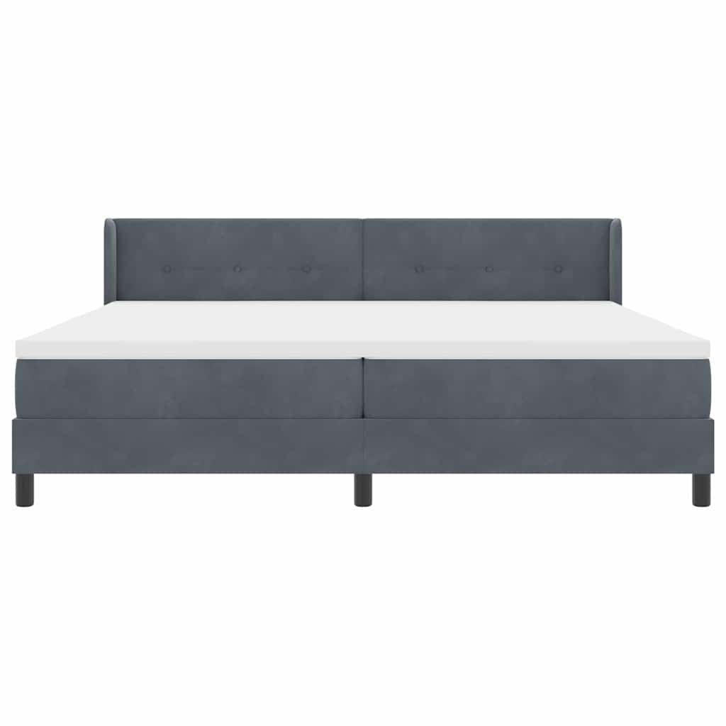 Box spring seng med hovedgærde Mørkegrå 200 x 200 cm Fløjl