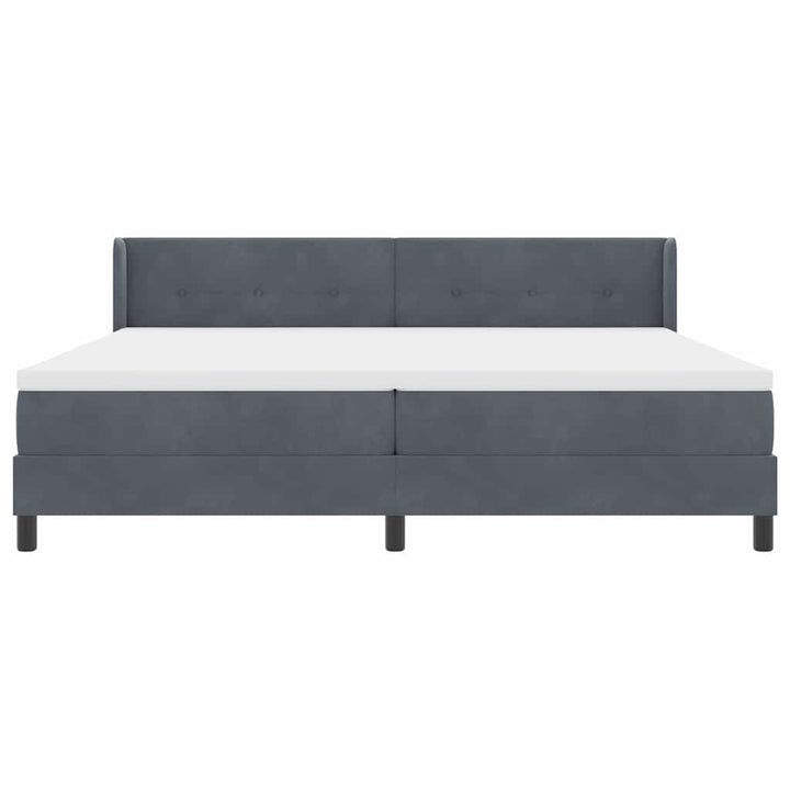 Box spring seng med hovedgærde Mørkegrå 200 x 200 cm Fløjl