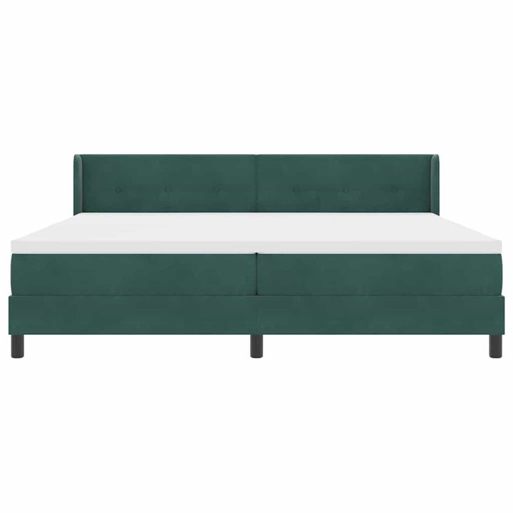 Box spring seng med hovedgærde Mørkegrøn 200 x 200 cm Fløjl