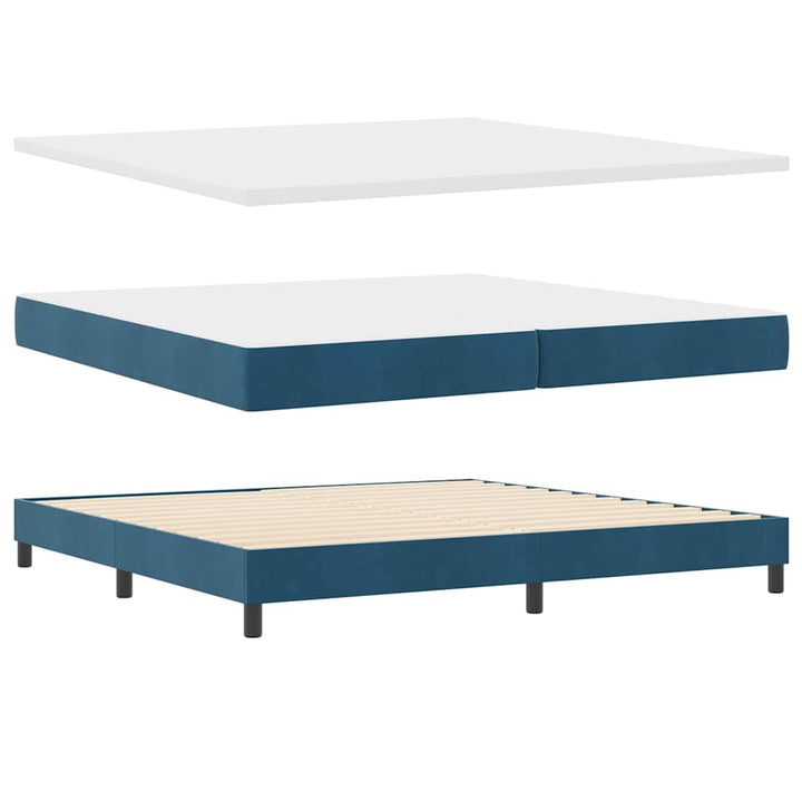 Box spring seng med hovedgærde Mørk blå 200 x 200 cm Fløjl