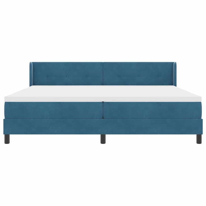 Box spring seng med hovedgærde Mørk blå 200 x 200 cm Fløjl