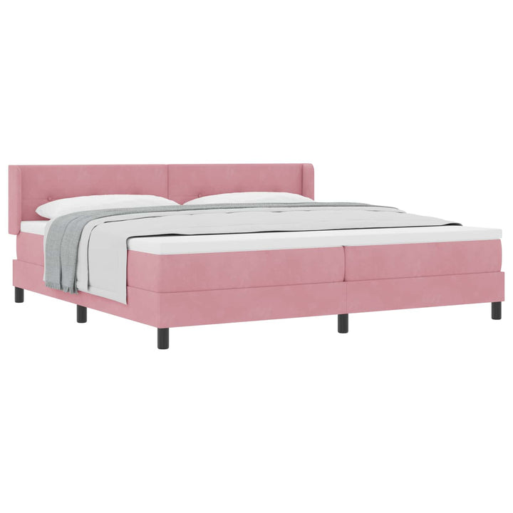 Box spring seng med hovedgærde Lyserød 200 x 200 cm Fløjl