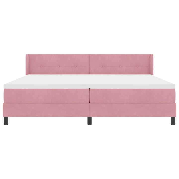 Box spring seng med hovedgærde Lyserød 200 x 200 cm Fløjl