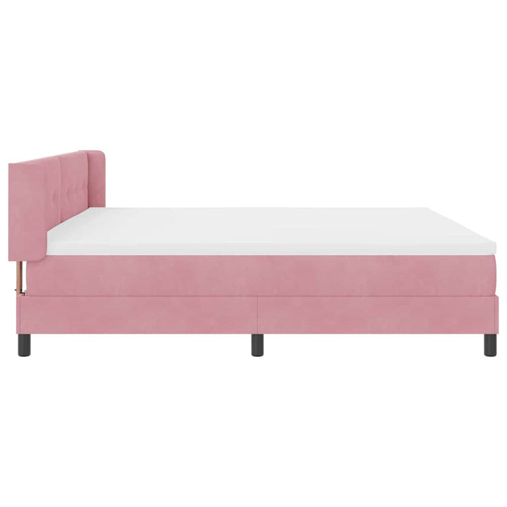 Box spring seng med hovedgærde Lyserød 200 x 200 cm Fløjl