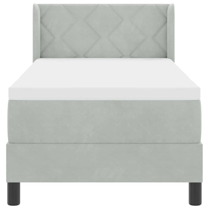 Box spring seng med hovedgærde Lysegrå 200 x 80 cm Fløjl