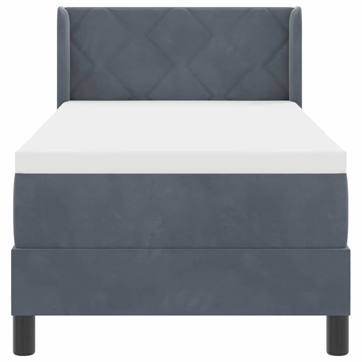 Box spring seng med hovedgærde Mørkegrå 200 x 80 cm Fløjl