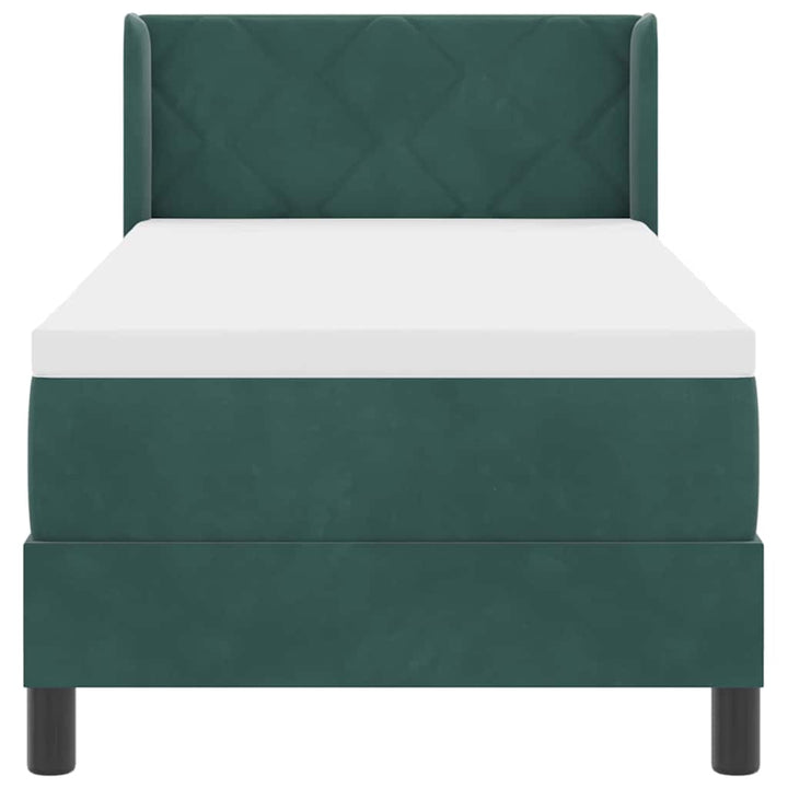 Box spring seng med hovedgærde Mørkegrøn 200 x 80 cm Fløjl
