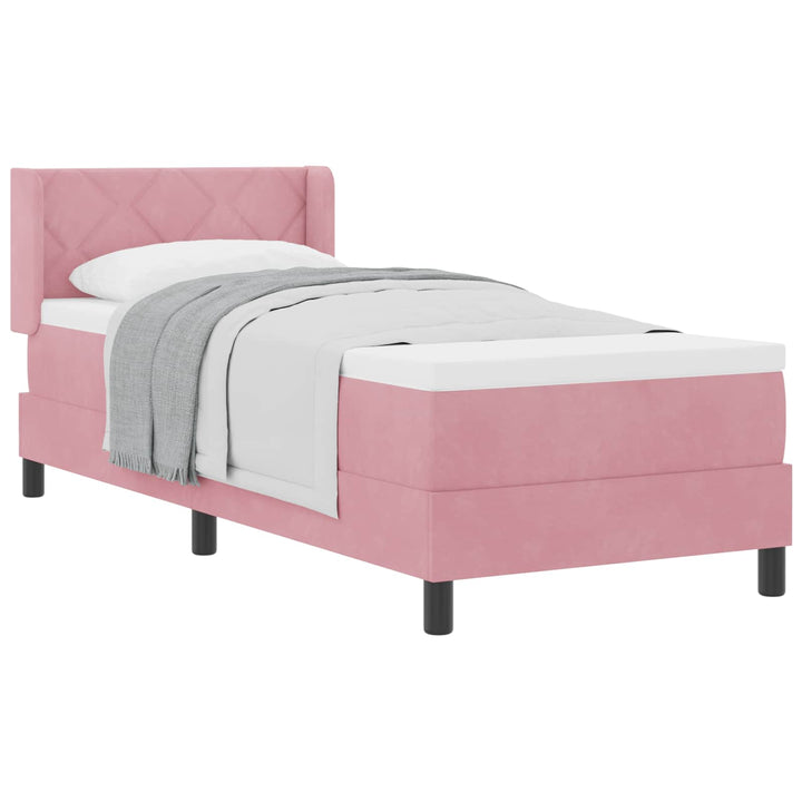 Box spring seng med hovedgærde Lyserød 200 x 80 cm Fløjl