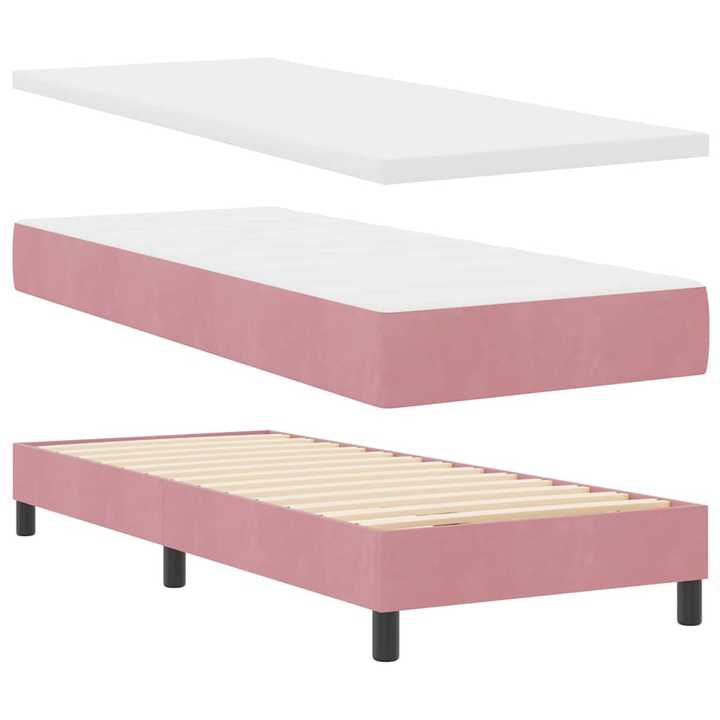 Box spring seng med hovedgærde Lyserød 200 x 80 cm Fløjl