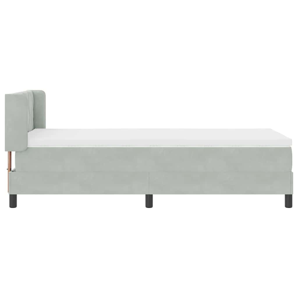 Box spring seng med hovedgærde Lysegrå 190 x 90 cm Fløjl