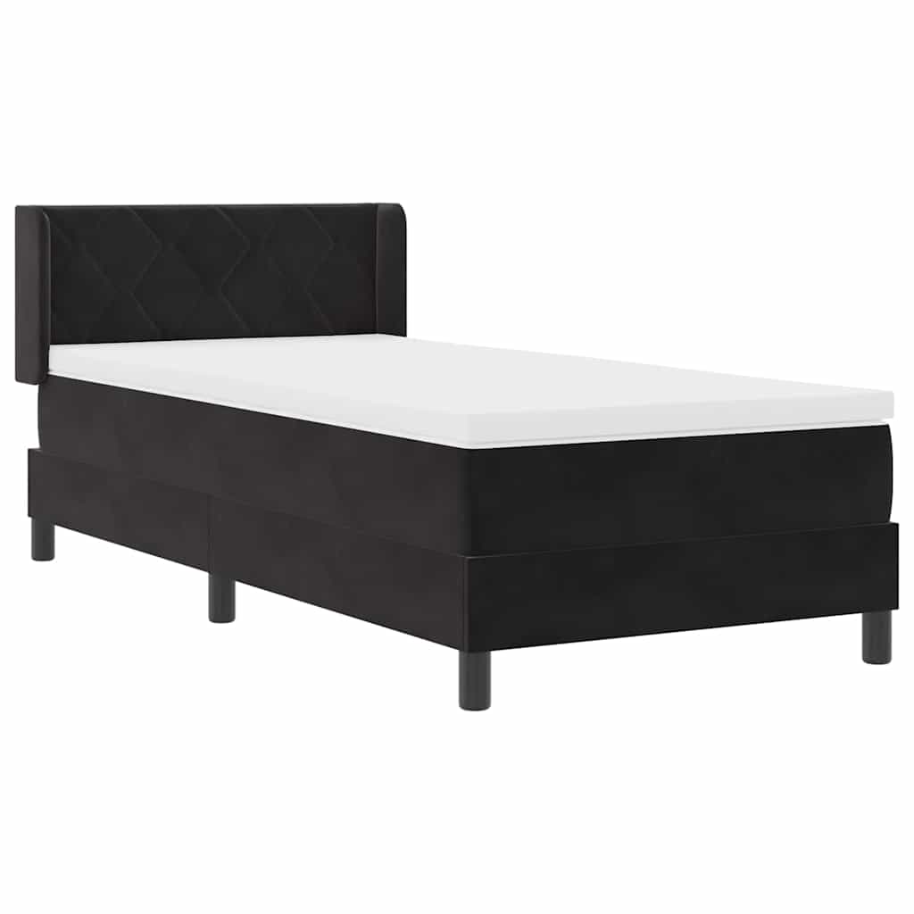Box spring seng med hovedgærde Sort 190 x 90 cm Fløjl