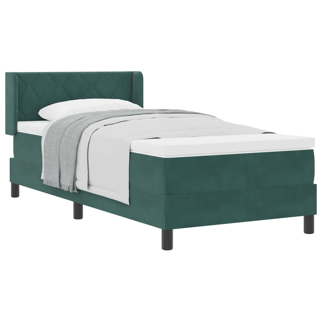 Box spring seng med hovedgærde Mørkegrøn 190 x 90 cm Fløjl