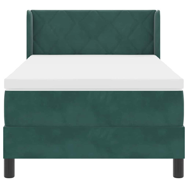 Box spring seng med hovedgærde Mørkegrøn 190 x 90 cm Fløjl