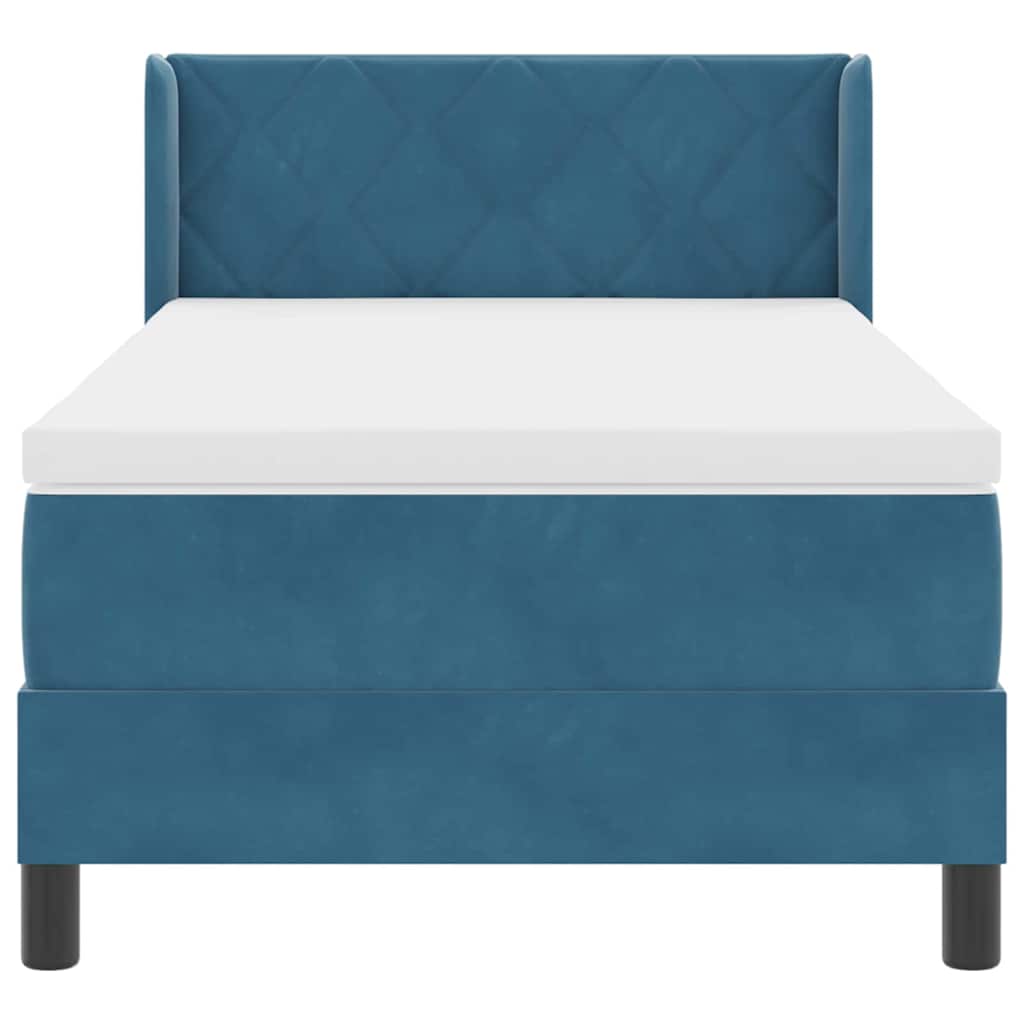 Box spring seng med hovedgærde Mørk blå 190 x 90 cm Fløjl