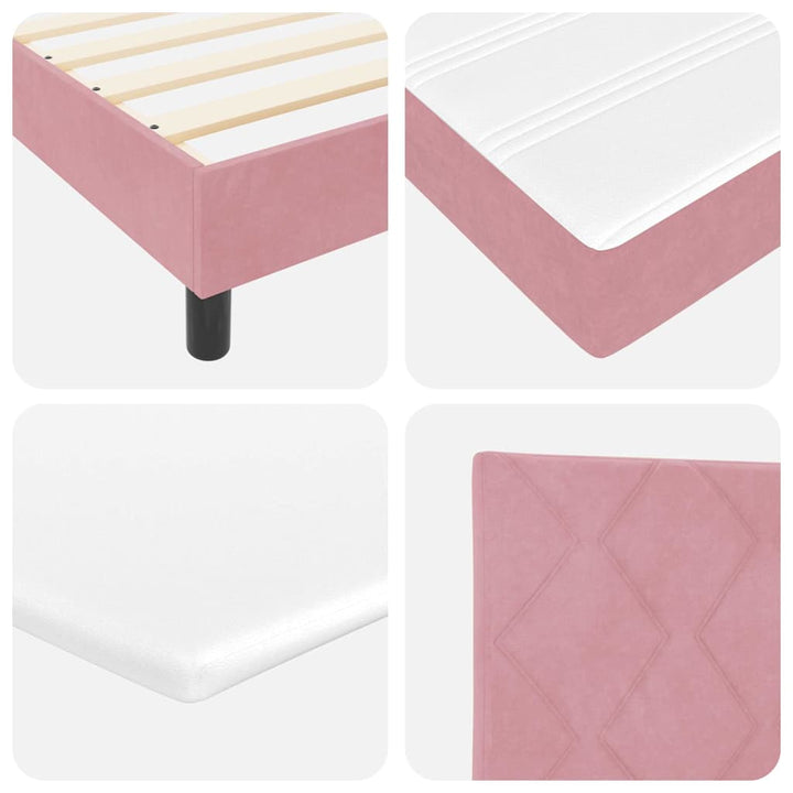 Box spring seng med hovedgærde Lyserød 190 x 90 cm Fløjl
