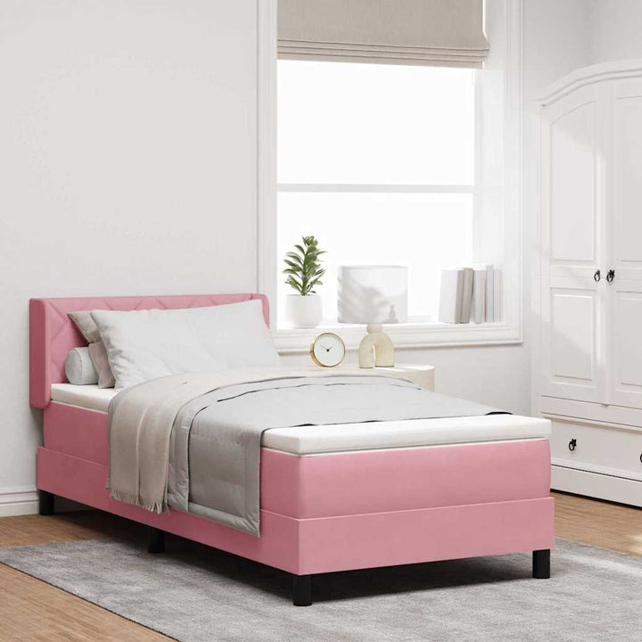 Box spring seng med hovedgærde Lyserød 190 x 90 cm Fløjl