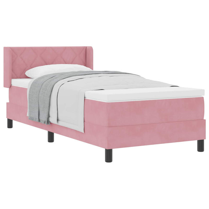 Box spring seng med hovedgærde Lyserød 190 x 90 cm Fløjl